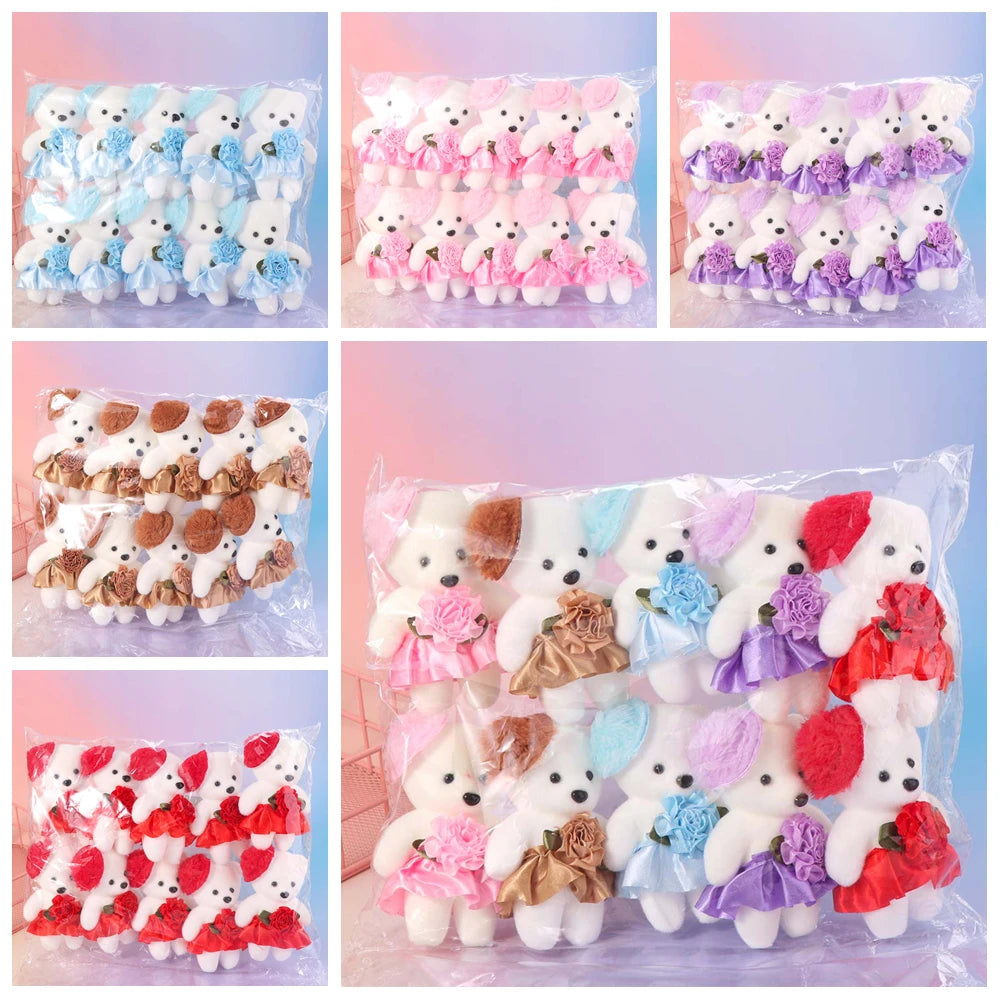 Mini Bear Bouquet Plush – 10pcs Set